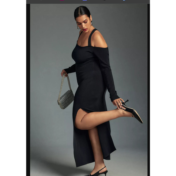 Anthropologie Square-Neck Knit Midi Dress - New 2X - Picture 4 of 5